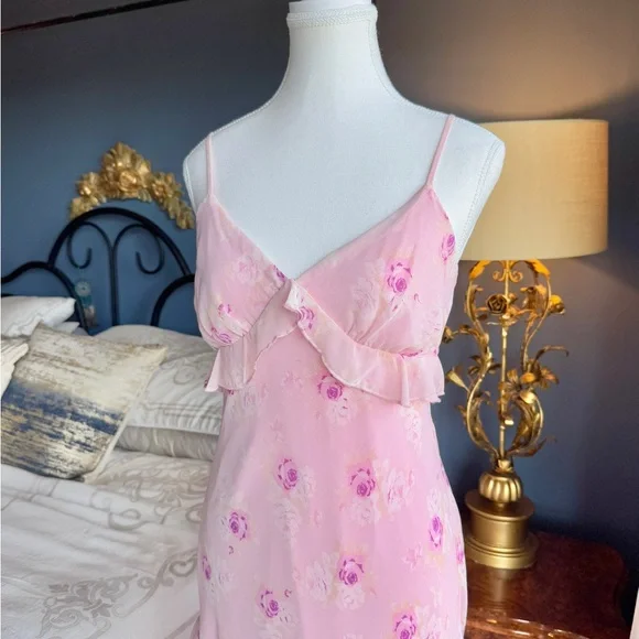 Pink Floral Ruffle Dress - Picture 3 of 15